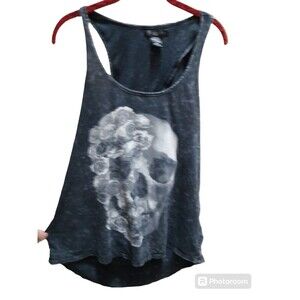 Midnight Hour Distressed Hot Topic Skull Tank Grey Size Small Skull